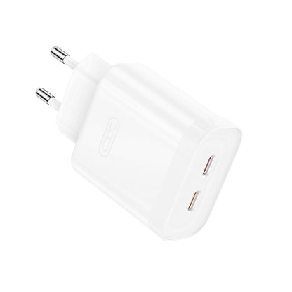 Ładowarka sieciowa XO Design L105, 35W, 3A, 2 x USB-C, biała 