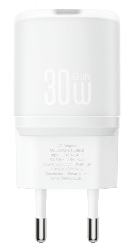 Incarcator Retea XO Design L150, 30W, 3A, 1 x USB-C, Alb