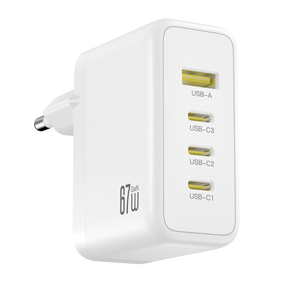 Incarcator Retea XO Design CE39, 67W, 3A, 1 x USB-A - 3 x USB-C, Alb