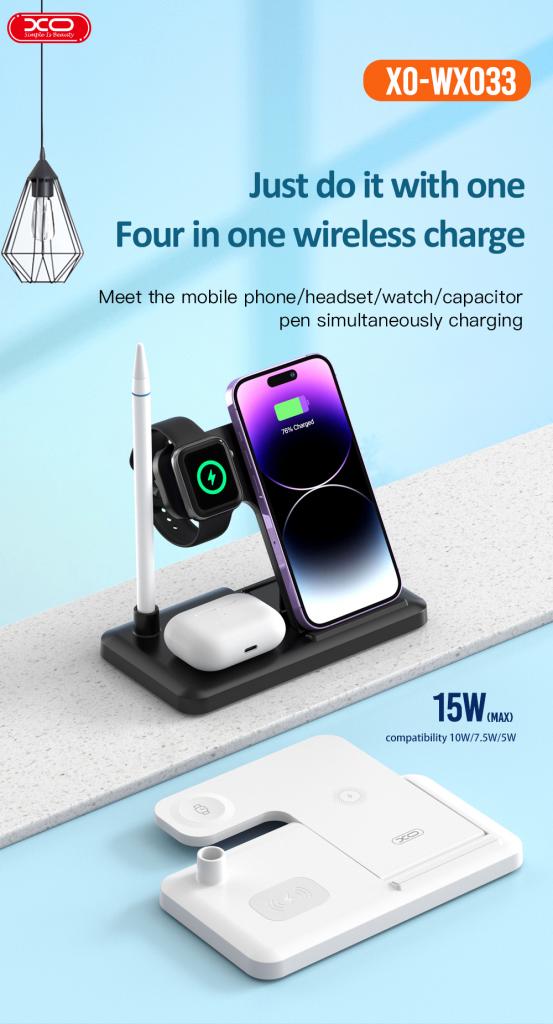 Incarcator Retea Wireless XO Design WX033 4in1, 15W, 1.67A, Negru