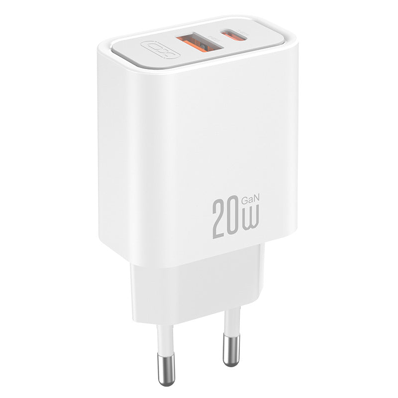 Incarcator Retea XO Design CE40, 20W, 3A, 1 x USB-A - 1 x USB-C, Alb