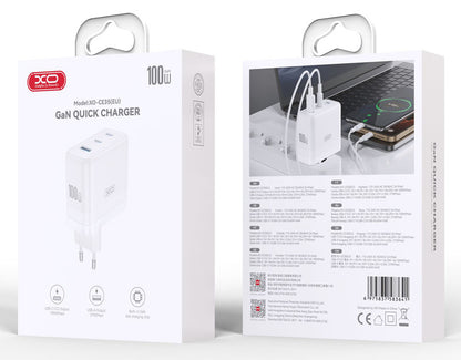 Incarcator Retea XO Design CE35, 100W, 5A, 1 x USB-A - 2 x USB-C, Alb
