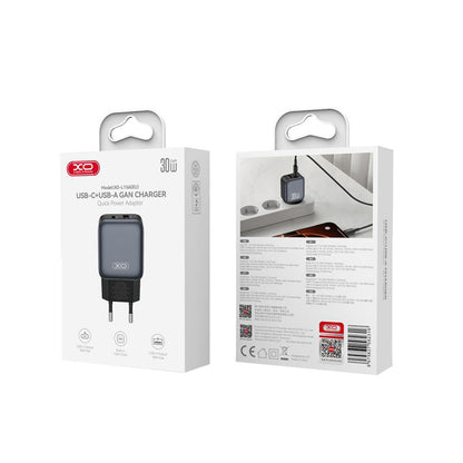 Incarcator Retea XO Design L156, 30W, 3A, 1 x USB-A - 1 x USB-C, Negru
