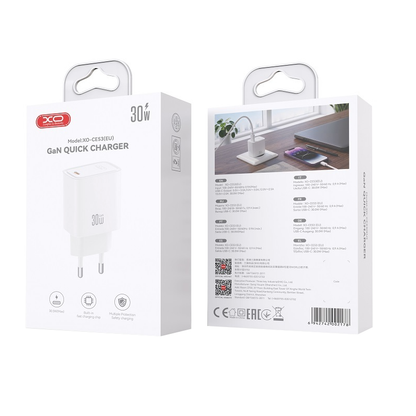 Incarcator Retea XO Design CE53, 30W, 3A, 1 x USB-C, Alb