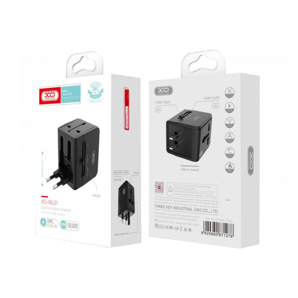 Incarcator Retea XO Design WL01 Travel, 10.5W, 2.1A, 2 x USB-A, Negru