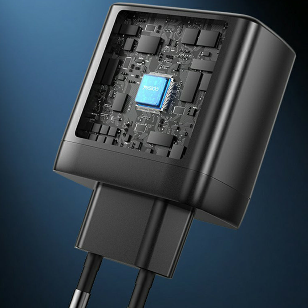 Incarcator Retea Yesido YC144, 65W, 3.25A, 1 x USB-A - 2 x USB-C, Negru