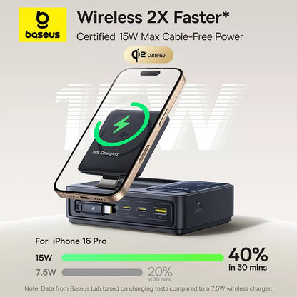 Incarcator Statie Baseus Nomos QI 5in1, 140W, 5A, 1 x USB-A - 2 x USB-C, Negru P10178800123-00