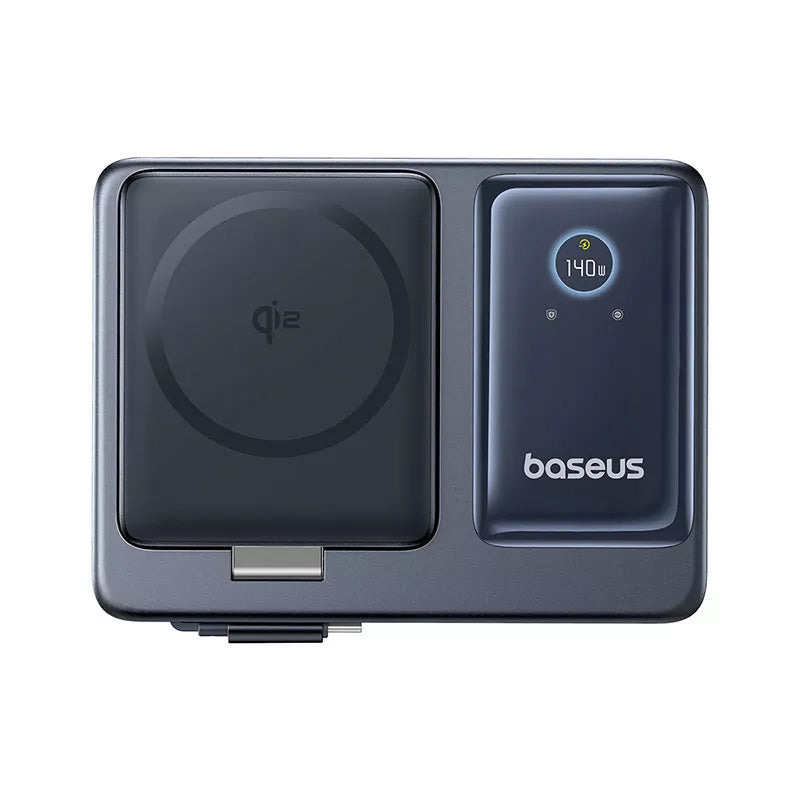 Incarcator Statie Baseus Nomos QI 5in1, 140W, 5A, 1 x USB-A - 2 x USB-C, Negru P10178800123-00