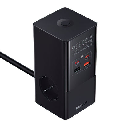 Incarcator Statie Baseus PowerCombo Tower, 100W, 5A, 2 x Schuko - 2 x USB-A - 2 x USB-C, Negru E00023609113-00