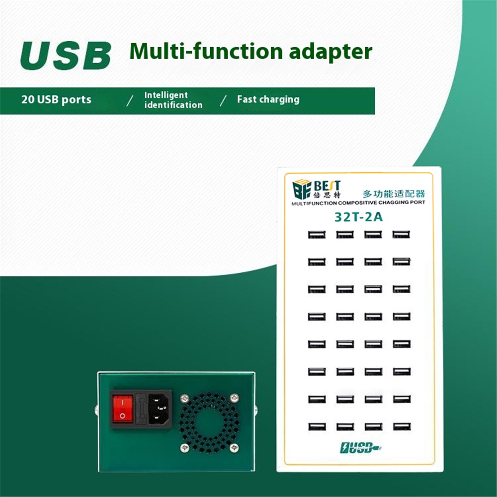 Incarcator Statie Best 32T-2A, 2A, 32 x USB-A, Alb
