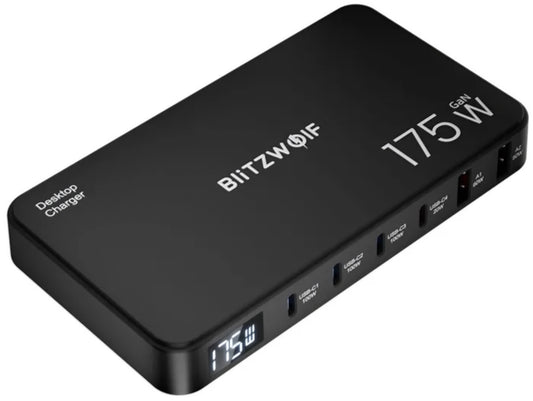 Incarcator Statie BlitzWolf BW-S30, 175W, 5A, 2 x USB-A - 4 x USB-C, Negru