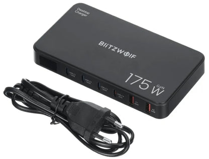 Incarcator Statie BlitzWolf BW-S30, 175W, 5A, 2 x USB-A - 4 x USB-C, Negru