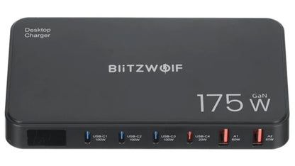 Incarcator Statie BlitzWolf BW-S30, 175W, 5A, 2 x USB-A - 4 x USB-C, Negru