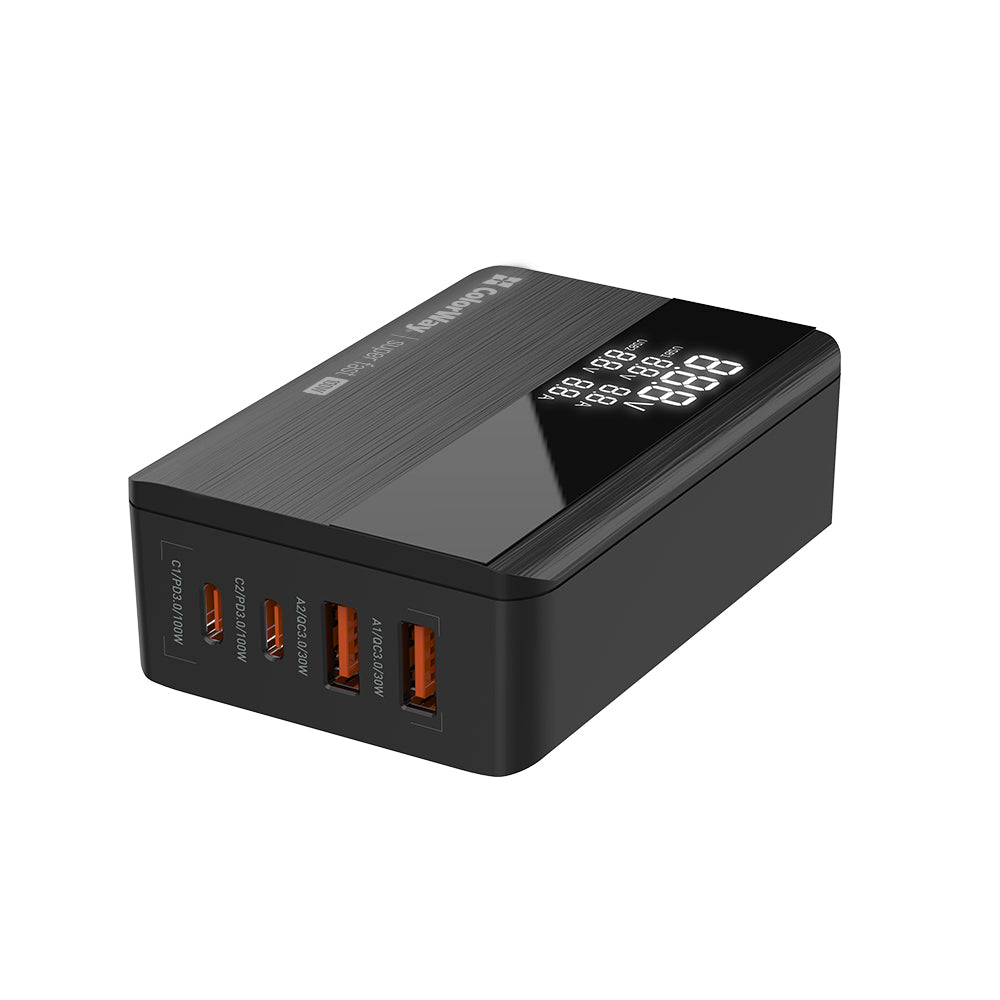 Incarcator Statie ColorWay Display, 100W, 5A, 2 x USB-A - 2 x USB-C, Negru