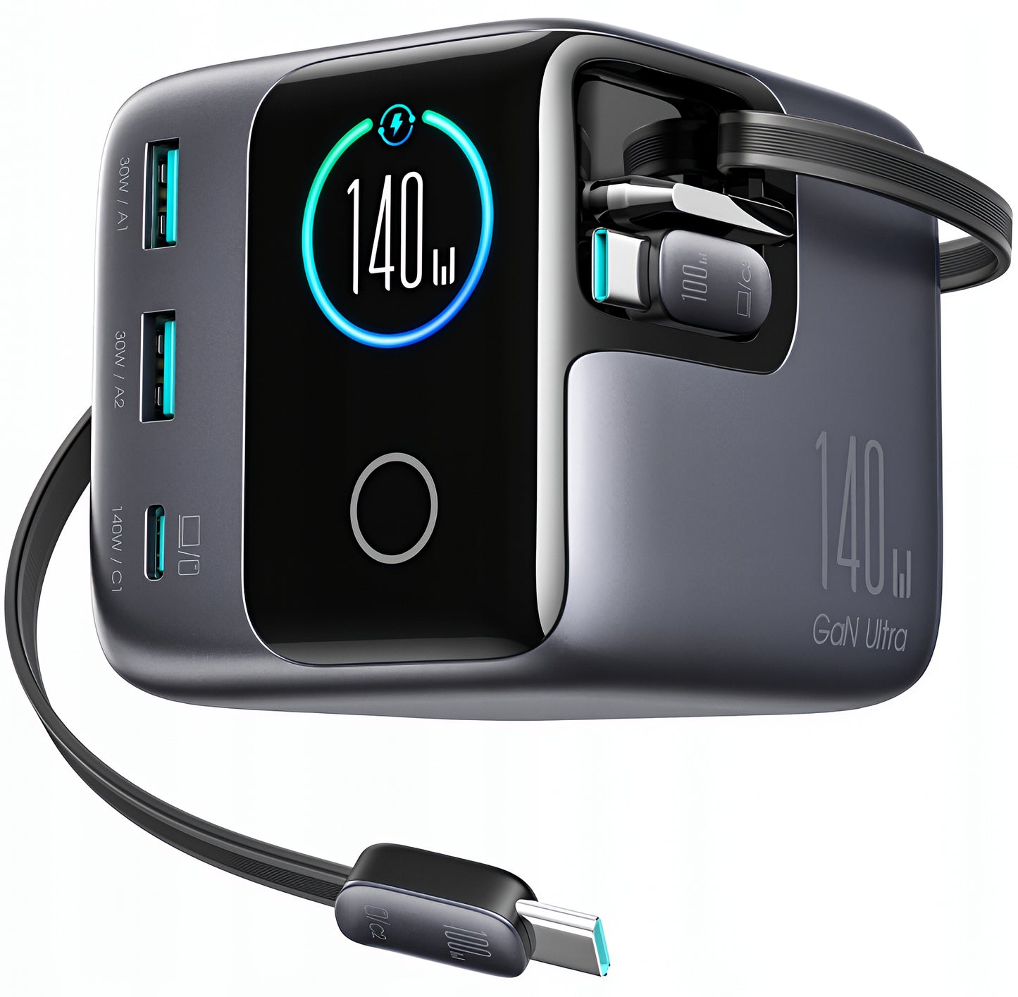 Incarcator Statie Cu Cablu USB-C Joyroom Podix JR-TRD01, 140W, 1 x USB-C - 2 x USB-A, Gri