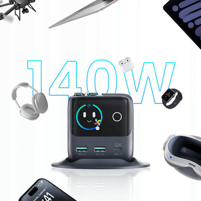 Incarcator Statie Cu Cablu USB-C Joyroom Podix JR-TRD01, 140W, 1 x USB-C - 2 x USB-A, Gri