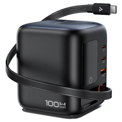 Incarcator Statie Cu Cablu USB-C Acefast Z10, 100W, 1 x USB-A - 2 x USB-C, Negru