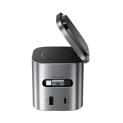 Incarcator Statie Cu Cablu USB-C Acefast Z9 QI 6in1, 80W, 1 x USB-C - 1 x USB-A, Negru