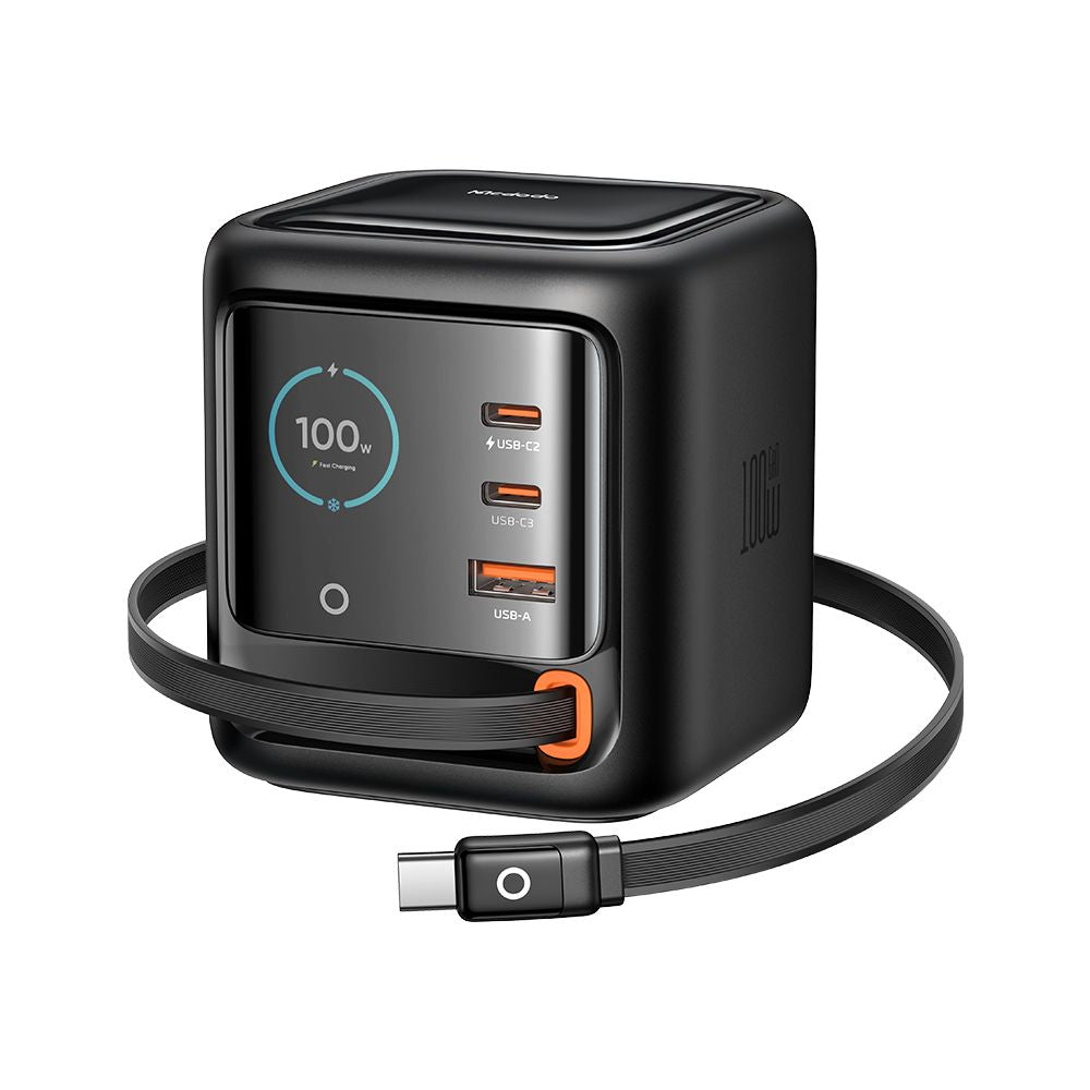 Incarcator Statie Cu Cablu USB-C Mcdodo FreeGo CH-1391 Display, 100W, 5A, 1 x USB-A - 2 x USB-C, Negru