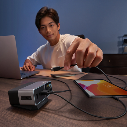 Incarcator Statie Cuktech TA3005U, 300W, 1 x DC - 1 x USB-A - 3 x USB-C, Gri