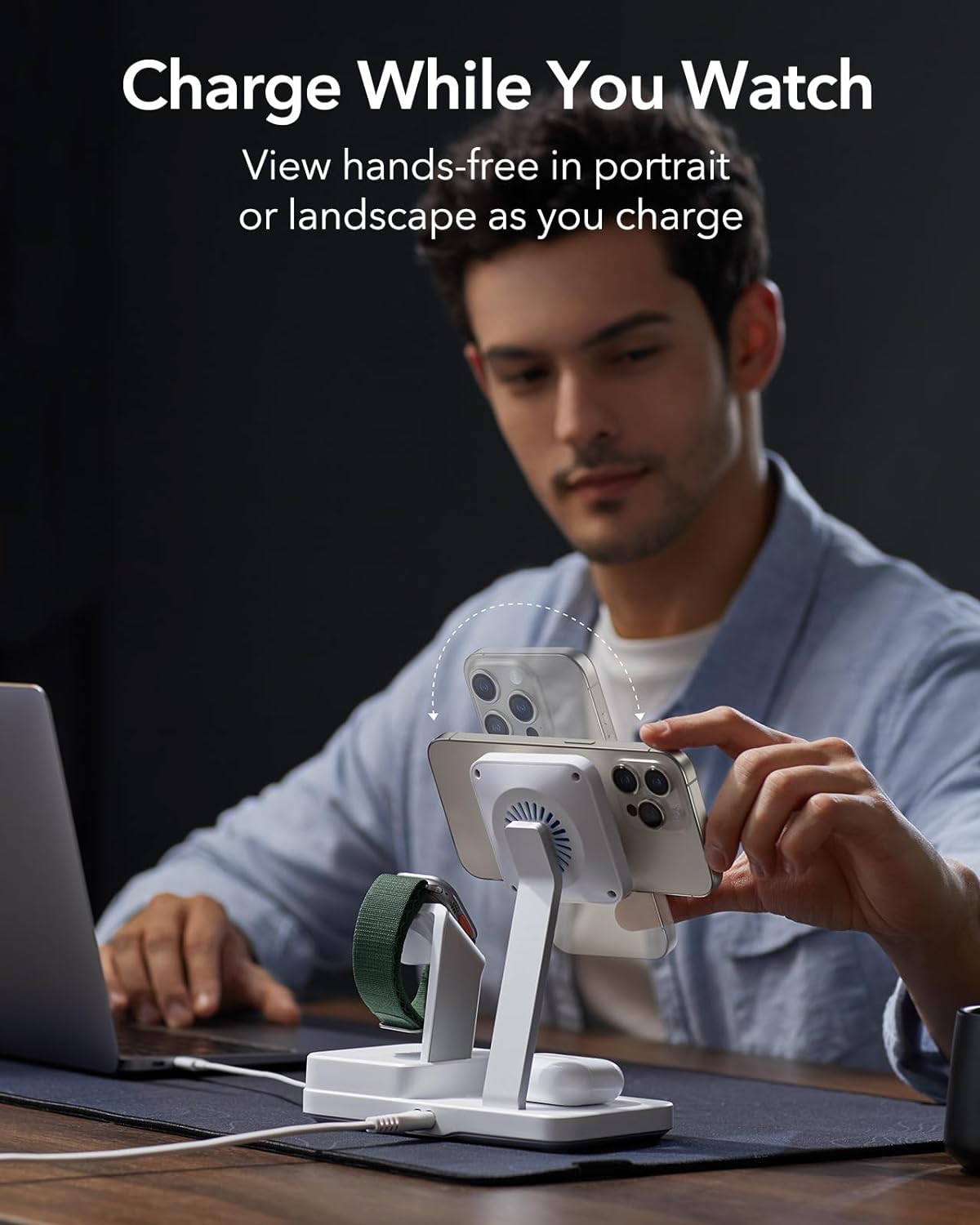 Incarcator Statie ESR CryoBoost QI 6in1, 100W, 2 x USB-A - 1 x USB-C, Alb