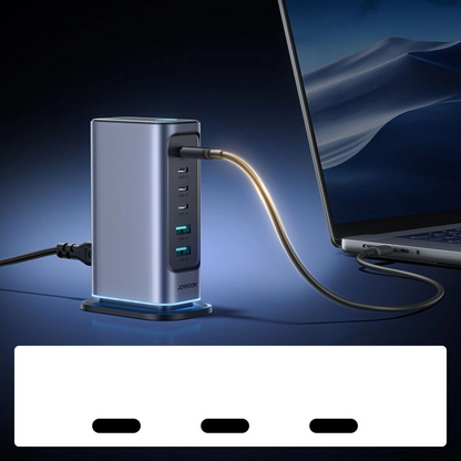 Incarcator Statie Joyroom JR-TCM02 UK, 65W, 3.25A, 2 x USB-A - 4 x USB-C, Gri