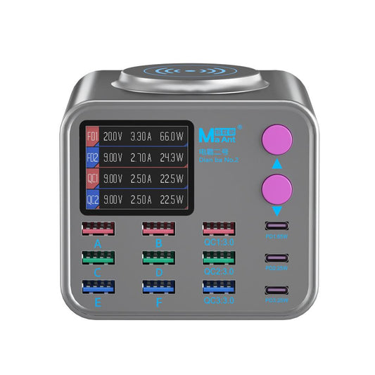 Incarcator Statie MaAnt DianBa No.2 QI, 300W, 3A, 3 x USB-C - 9 x USB-A, Gri