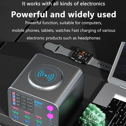 Incarcator Statie MaAnt DianBa No.2 QI, 300W, 3A, 3 x USB-C - 9 x USB-A, Gri