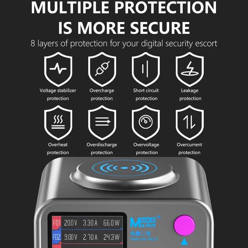 Incarcator Statie MaAnt DianBa No.2 QI, 300W, 3A, 3 x USB-C - 9 x USB-A, Gri