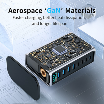 Incarcator Statie OEM, 520W, 5A, 4 x USB-A - 4 x USB-C, Gri