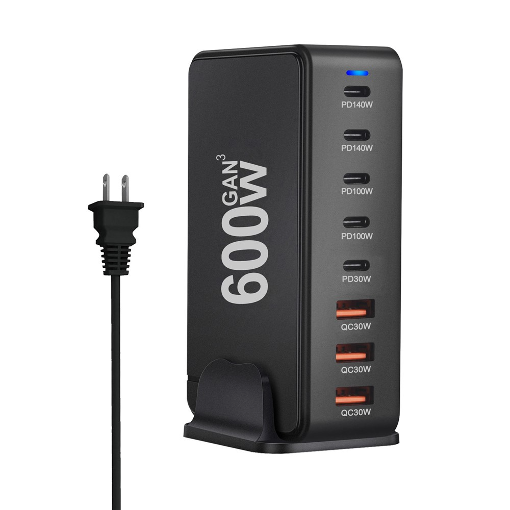 Incarcator Statie OEM, 600W, 4 x USB-A - 4 x USB-C, Negru