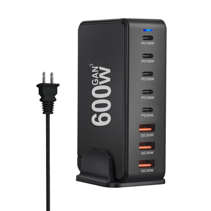 Incarcator Statie OEM, 600W, 4 x USB-A - 4 x USB-C, Negru