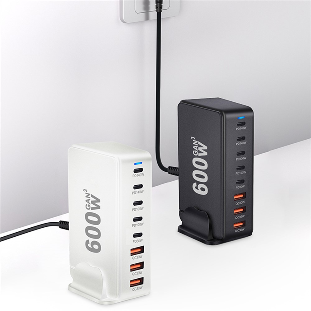 Incarcator Statie OEM, 600W, 4 x USB-A - 4 x USB-C, Negru