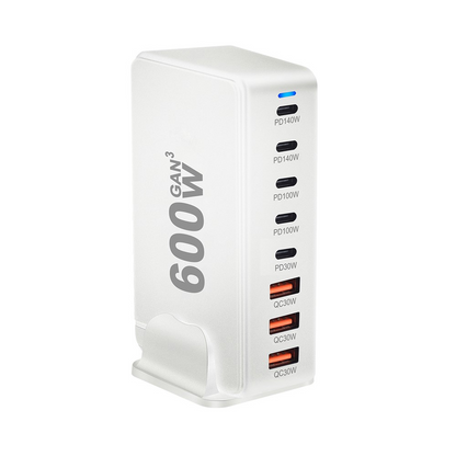 Incarcator Statie OEM, 600W, 4 x USB-A - 4 x USB-C, Alb