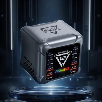 Incarcator Statie OEM BK-127D, 280W, 5A, 4 x USB-A - 8 x USB-C, Gri
