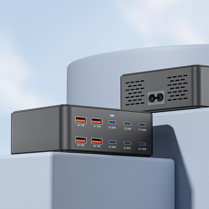 Incarcator Statie OEM HW66, 330W, 5A, 4 x USB-A - 6 x USB-C, Negru