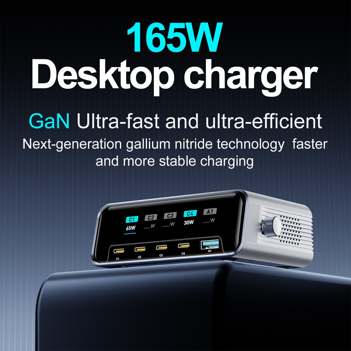 Incarcator Statie OEM WLX-60G, 140W, 5A, 1 x USB-A - 4 x USB-C, Gri