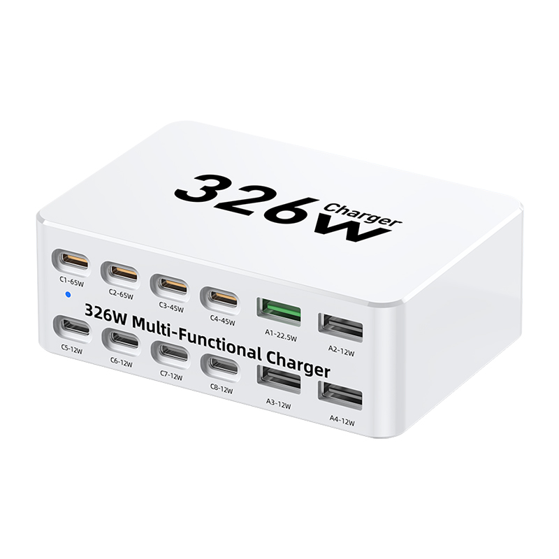 Incarcator Statie OEM WLX-818E, 326W, 3.25A, 4 x USB-A - 8 x USB-C, Alb