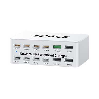 Incarcator Statie OEM WLX-818E, 326W, 3.25A, 4 x USB-A - 8 x USB-C, Alb