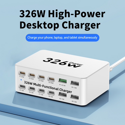 Incarcator Statie OEM WLX-818E, 326W, 3.25A, 4 x USB-A - 8 x USB-C, Alb