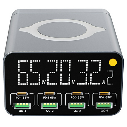 Incarcator Statie OEM WLX-M3 QI, 80W, 4 x USB-A - 4 x USB-C, Gri