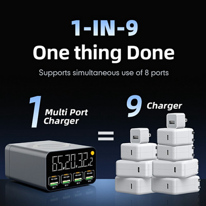 Incarcator Statie OEM WLX-M3 QI, 80W, 4 x USB-A - 4 x USB-C, Gri