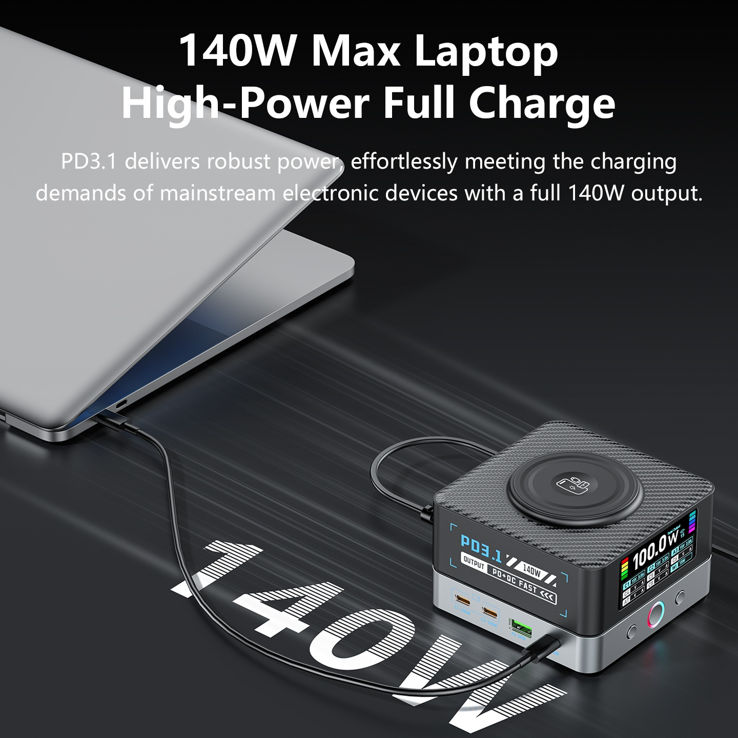 Incarcator Statie OEM WLX-R8A QI, 140W, 5A, 2 x USB-A - 6 x USB-C, Gri