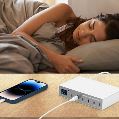 Incarcator Statie OEM WLX-X6P, 140W, 3A, 6 x USB-C, Argintiu