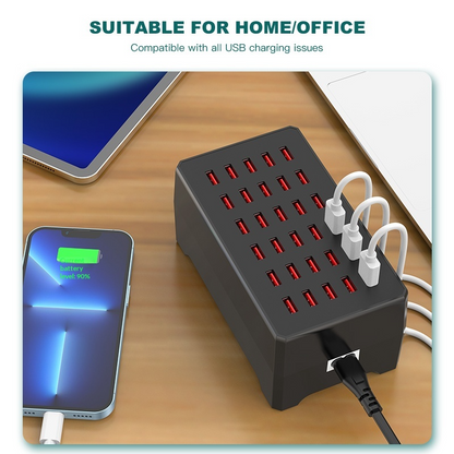 Incarcator Statie OEM WT-268, 150W, 2.4A, 30 x USB-A, Negru