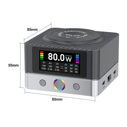 Incarcator Statie Relife Q7 QI, 80W, 3.25A, 2 x USB-A - 4 x USB-C, Gri