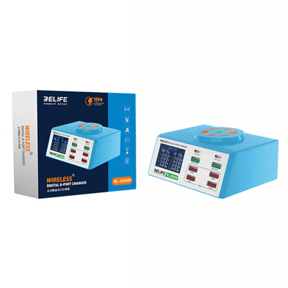 Incarcator Statie Relife RL-309AW, 100W, 5A, 2 x USB-C - 6 x USB-A, Albastru