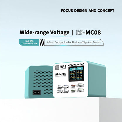 Incarcator Statie RF4 RF-MC08, 150W, 5A, 4 x USB-A - 4 x USB-C, Turcoaz