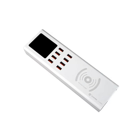 Incarcator Statie Sunshine SS-309WD QI, 40W, 2.4A, 8 x USB-A, Alb