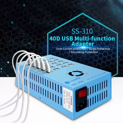 Incarcator Statie Sunshine SS-310, 40 x USB-A, Albastru